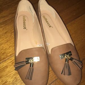 Tan flats with tassels size 8 worn once